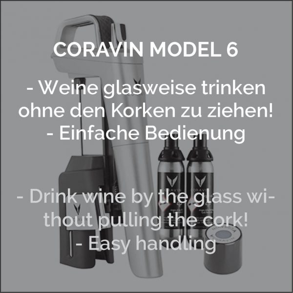 Coravin System Model 6 silber um den offenen Wein länger haltbar zu machen