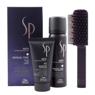 Wella Professionals SP Just Men Gradual Tone Pigment Mousse Schwarz 1x60 ml + Shampoo 1x30 ml + Bürste