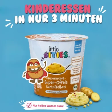 little BITIES | Heldenbecher Super-Offels Kartoffelbrei – Bio Kartoffelbrei Cup für Kinder 8 Packungen a 45g