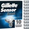 Gillette Sensor Excel Rasierklingen Herren, 10 Original Ersatzklingen | Klingen für Männer mit Doppelklinge