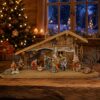 krippenursel | Stimmungsvolle Weihnachtskrippe Reichenschwand - inkl. 12 tlg. Figurensatz K 007 Maße: Krippe ca. 80 x 40 x 36 cm