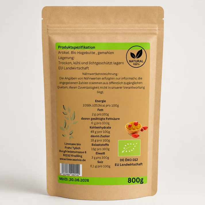 Linecase Bio | Bio Hagenbutten Pulver fein gemahlen| 100% Bio Qualität| Vitamin C Pulver 2 x 800g – Bild 2