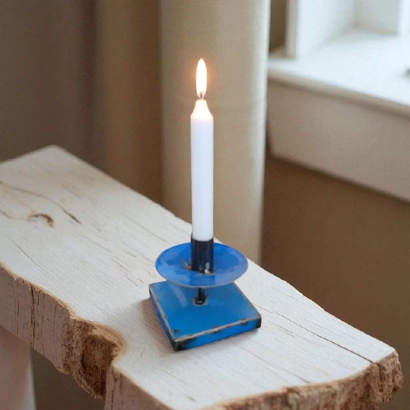 Moogoo Creative Africa | Kerzenständer aus recycelten Ölfässern Upcycling | Kerzenhalter Farben : Turquoise/light blue