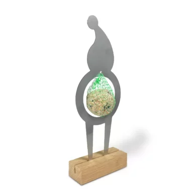Schraederei Holzmanufaktur |  Edelstahl-Wichtel für Vogelfreunde Größe S - Höhe: 29 cm