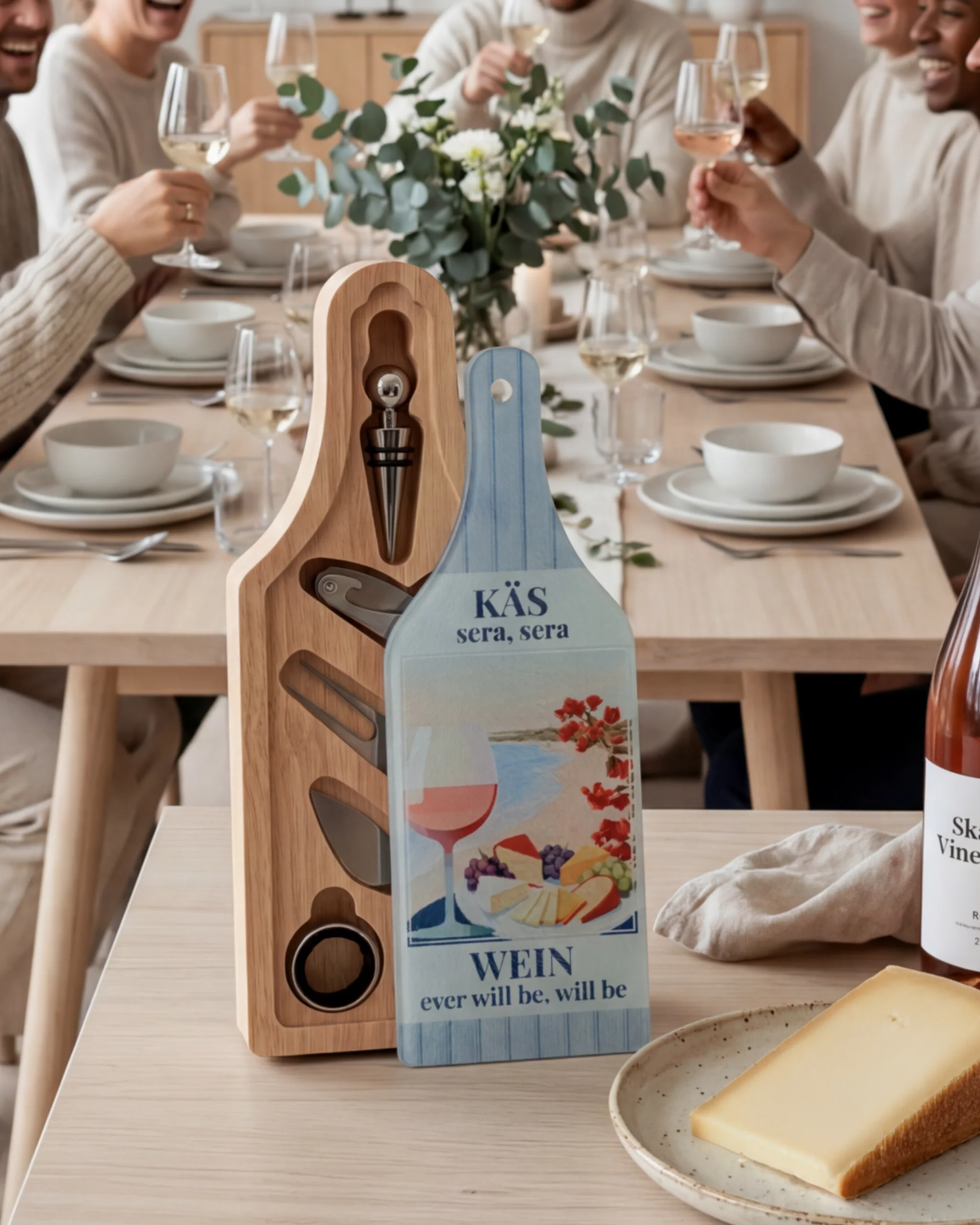 CALEO d.sign | Käse-Wein-Set „Käa’ sera, sera“