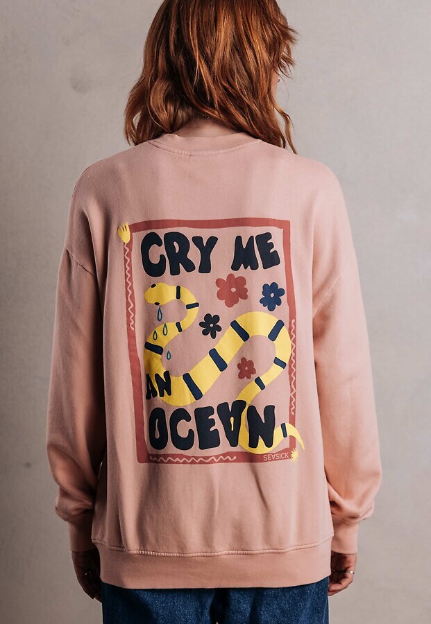 fairtragen | SEASICK Sweater "Cry Me An Ocean" - rosa