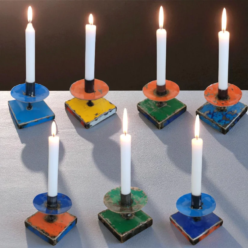 Moogoo Creative Africa | Kerzenständer aus recycelten Ölfässern Upcycling | Kerzenhalter Farben : Dark Blue